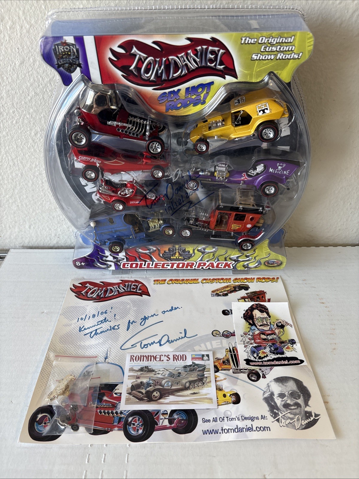 Tom Daniel Original Custom Show Rods 6 Car Collector Pack Autographed With Pins!