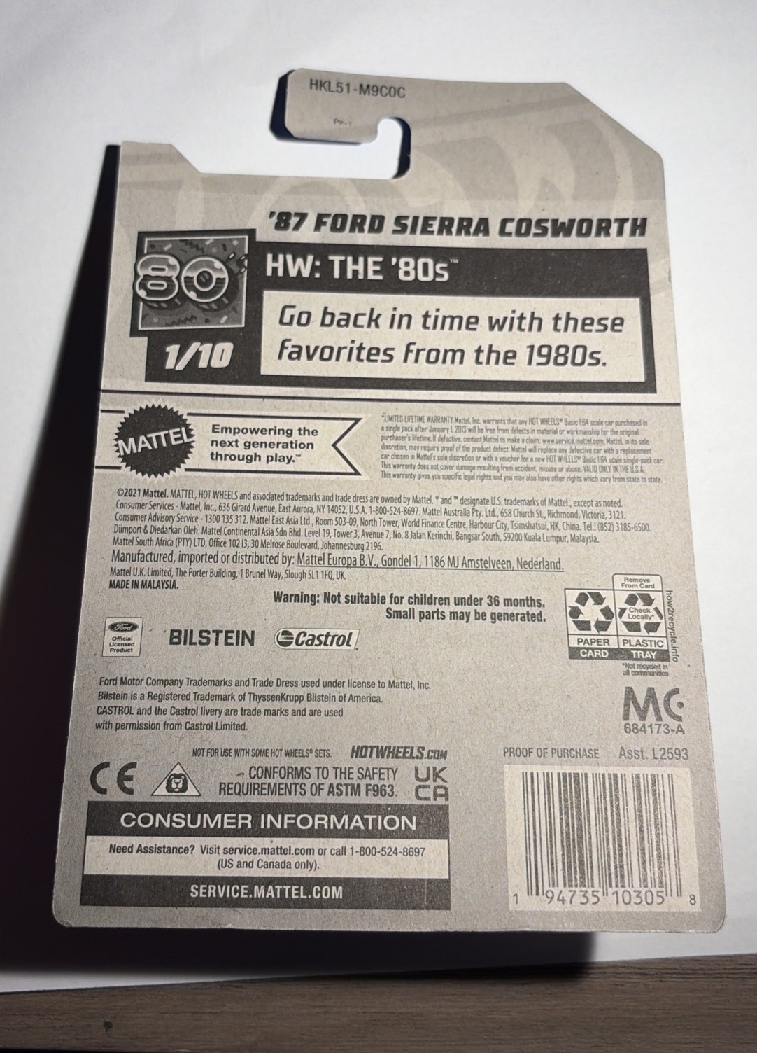 HOT WHEELS *KROGER EXCLUSIVE* *’87 FORD SIERRA COSWORTH* *VERY RARE* SEALED