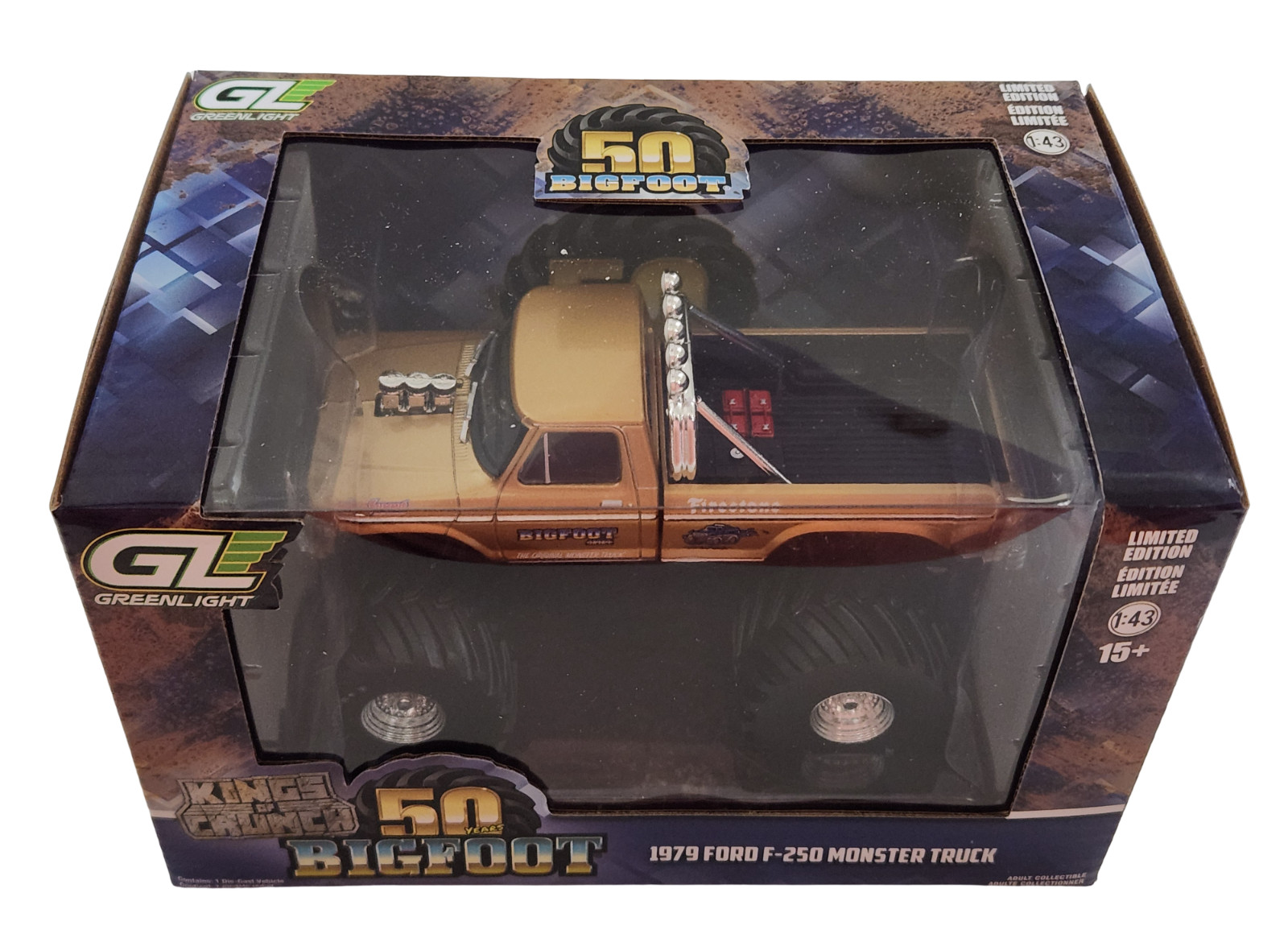 Greenlight 88061 Bigfoot #1 50th Gold 1979 Ford F-250 Monster Truck 1:43 Scale