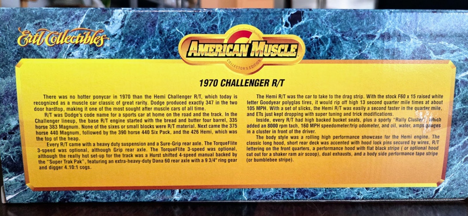 Vintage 1/18 Ertl 1970 Dodge Challenger R/T 426 HEMI Plum Crazy American Muscle