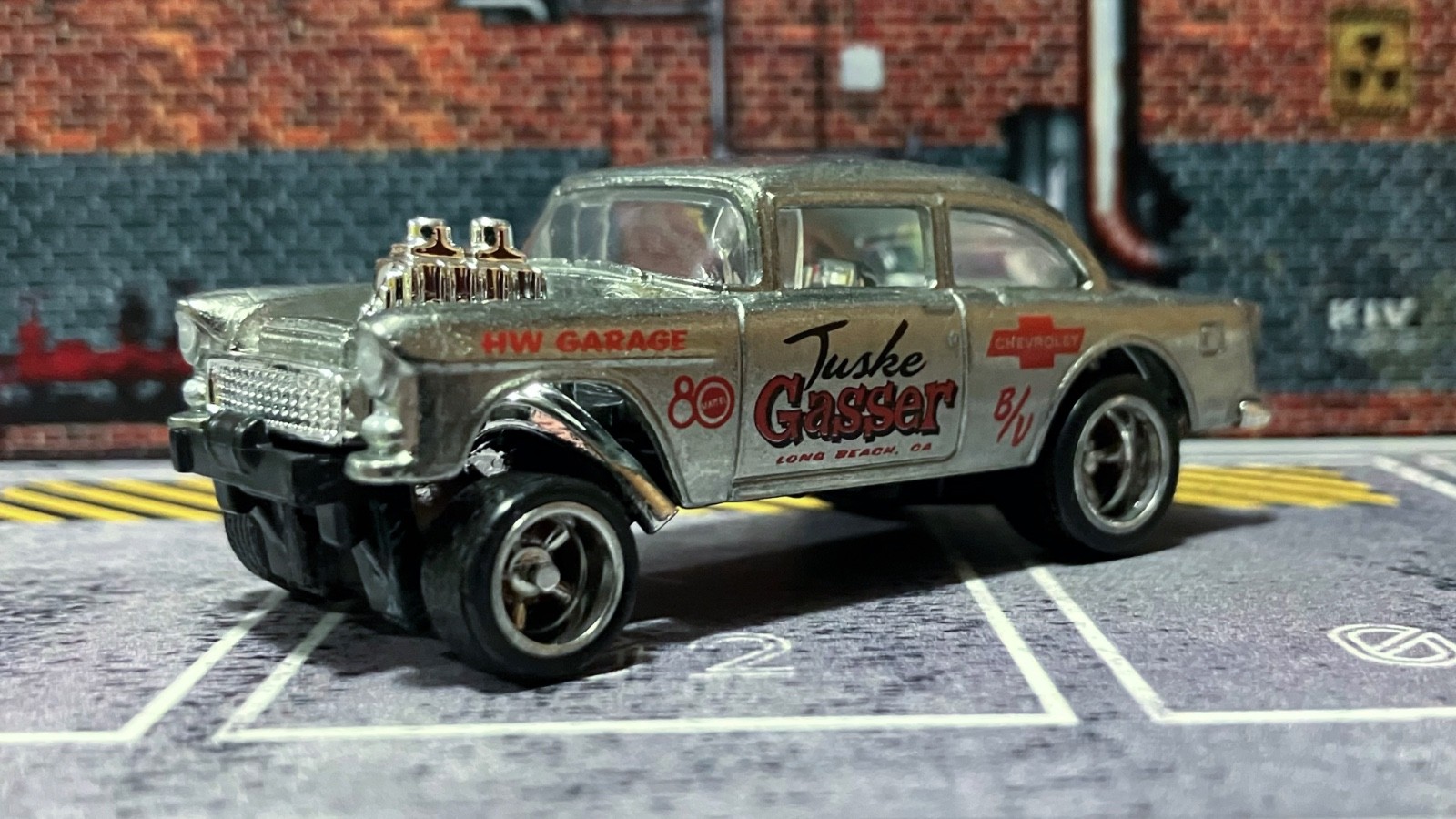 CUSTOM ’55 Chevy Bel Air Gasser • ZAMAC • Chrome Real Riders • Hot Wheels • VHTF