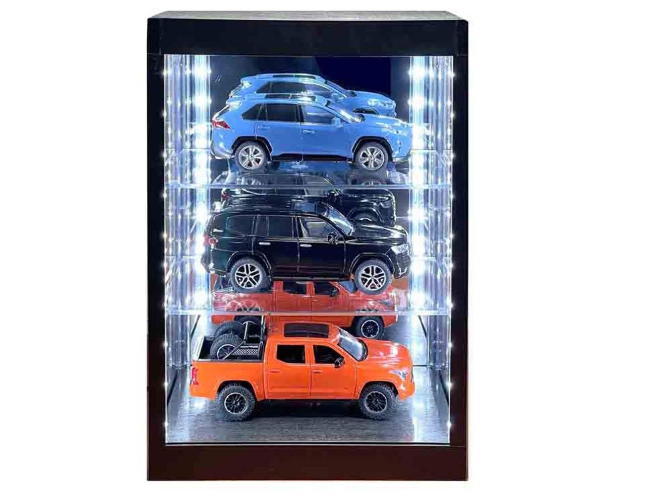 Showcase 3 Tier Display Case with Mirror Back Panel and LED Lights for 1/64-1/18