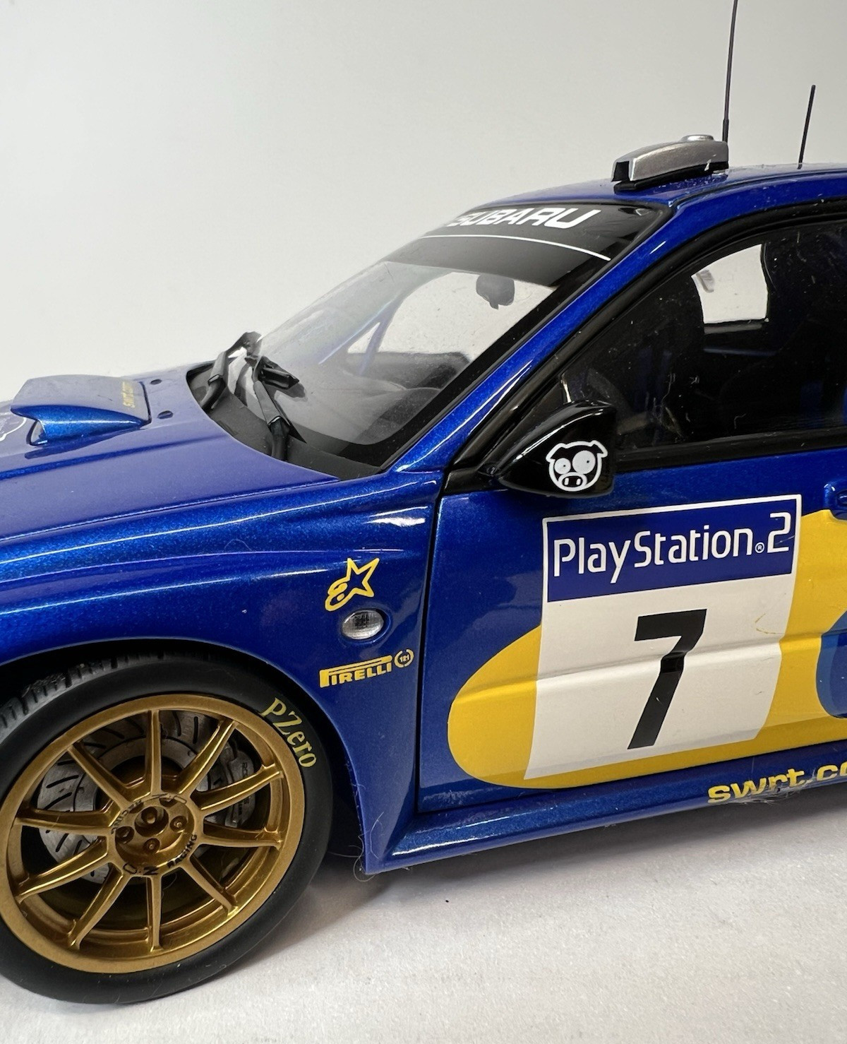 AutoArt Subaru Impreza WRX 1/18 Diecast Rally Car #7 Solberg Mills Case Display