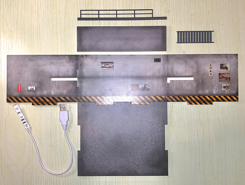Assemble Diorama 1:64 Double Deck USB LED Lighting Model Car Station – Grey