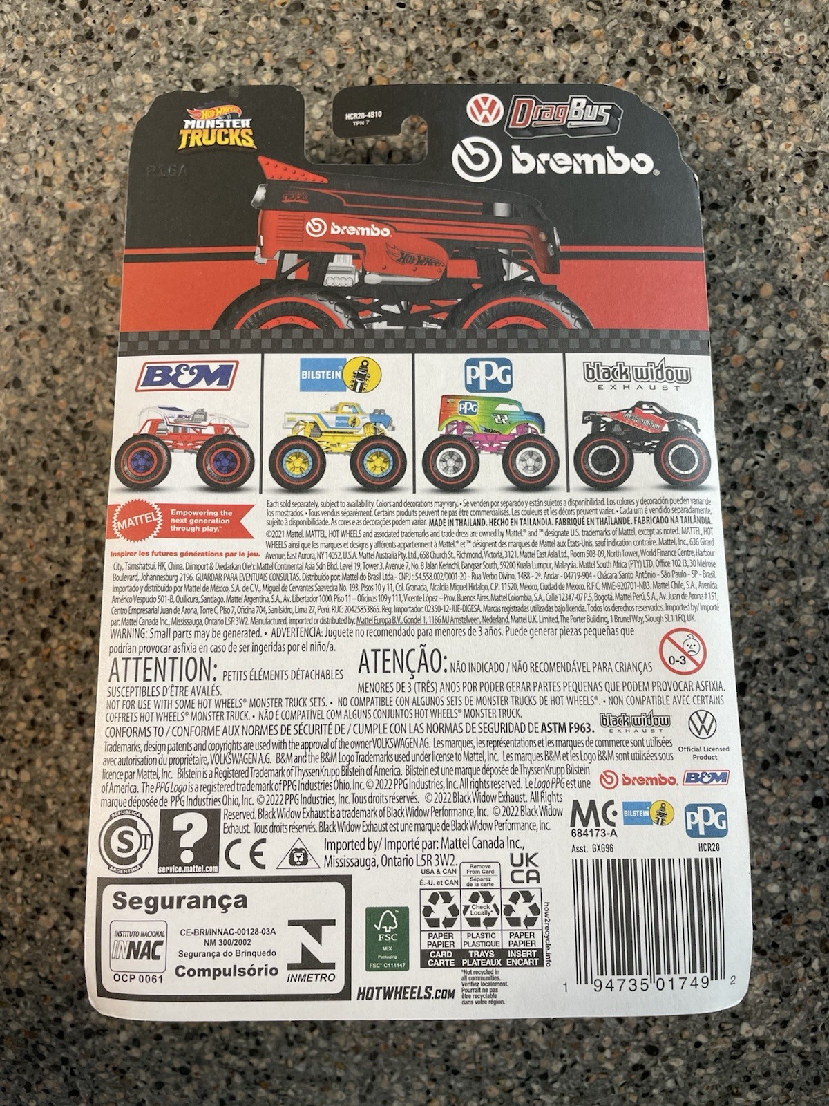 2022 Hot Wheels Monster Trucks VW Drag Bus Brembo Red & Black