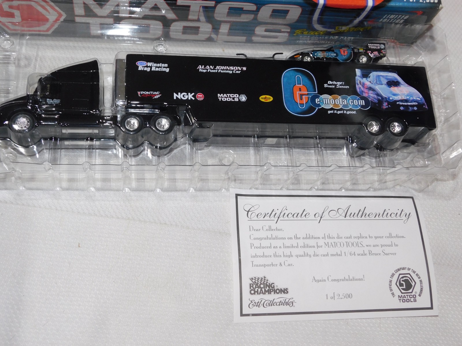 Matco Tools 1:64 RACING CHAMPIONS Transporter Car DRAGSTER Bruce Sarver Limited