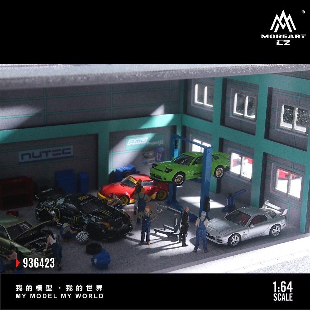 1/64 Diorama Garage Scene Display Case LED Lighting Factory Parking Lot Model US
