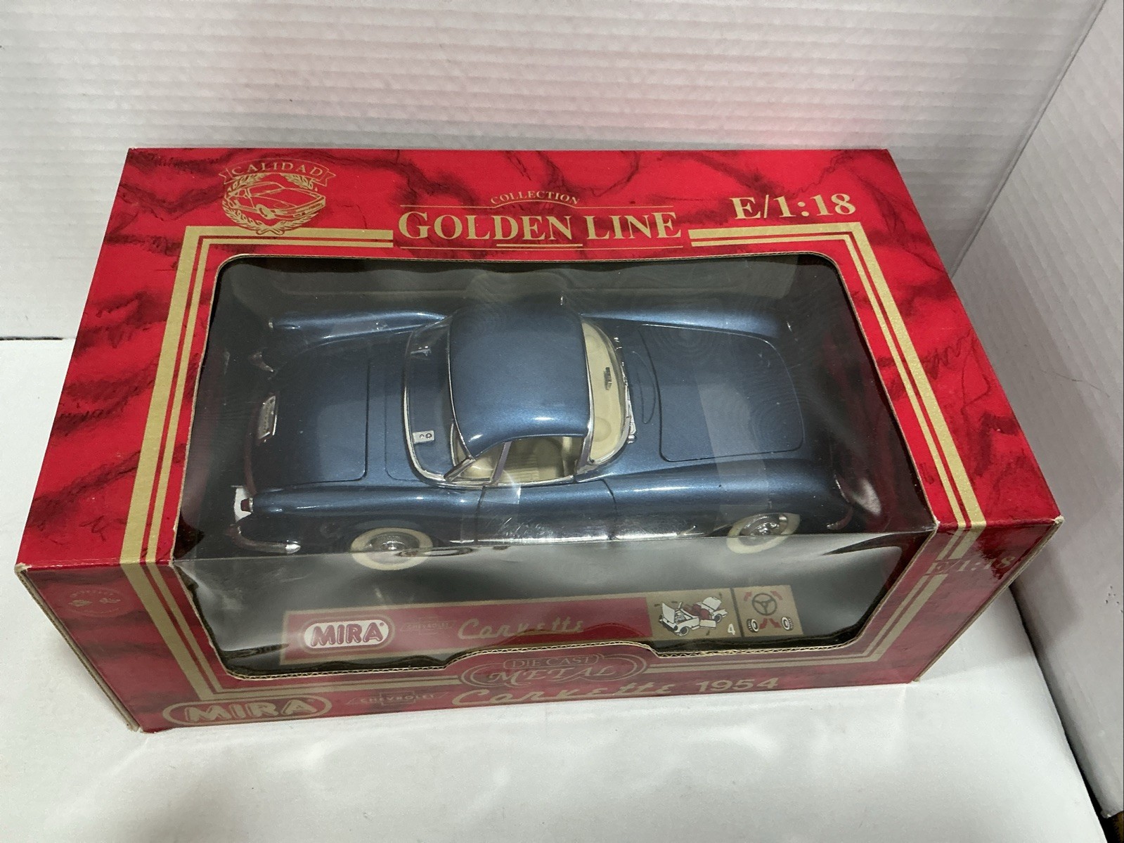 Mira Golden Line 1954 Chevrolet Corvette Diecast Car – Blue- 1:18 Scale
