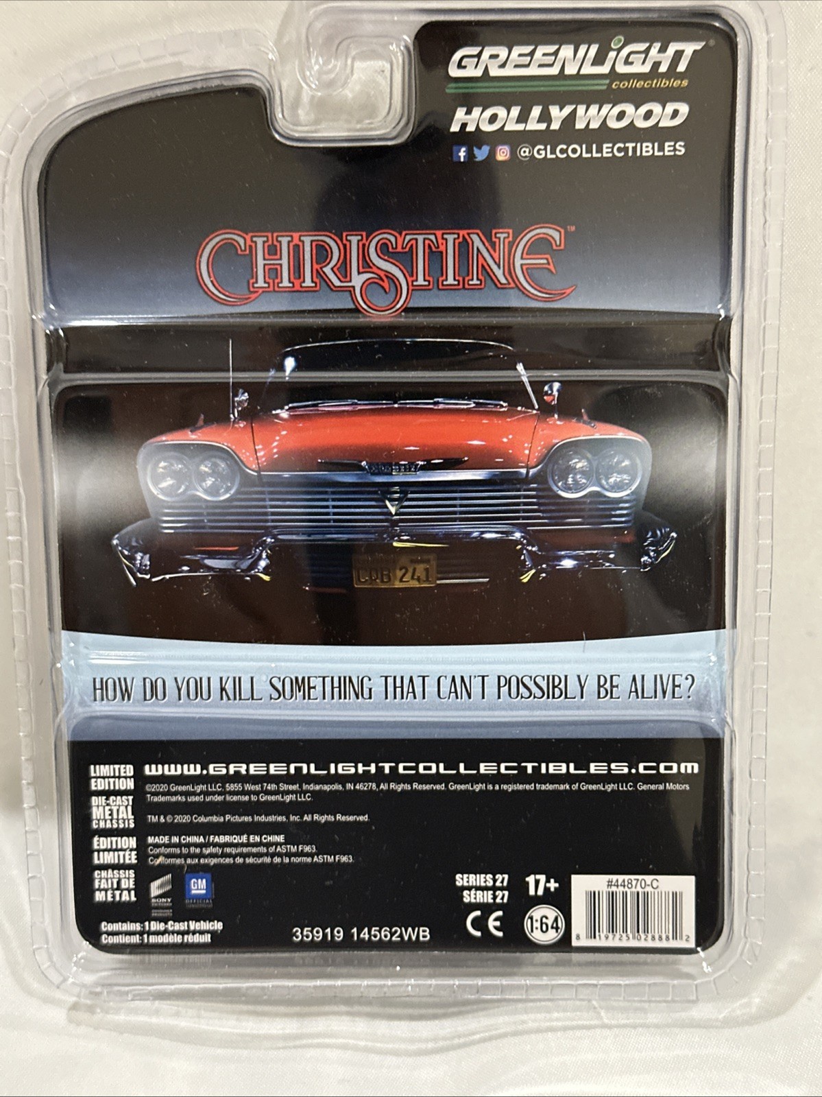 Greenlight Hollywood CHRISTINE 1967 Chevy Camaro 1:64 DieCast
