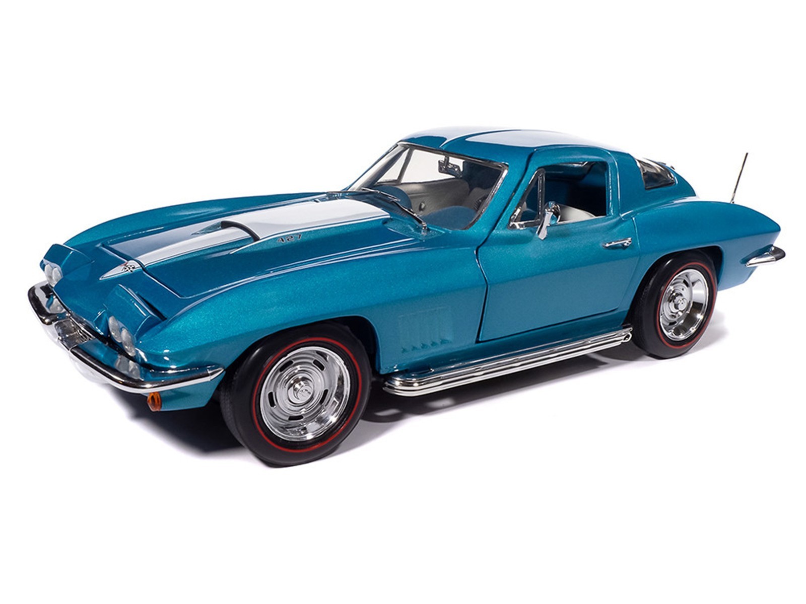 1967 CHEVROLET CORVETTE STINGRAY LIGHT BLUE 1/18 DIECAST BY AUTO WORLD AMM1376