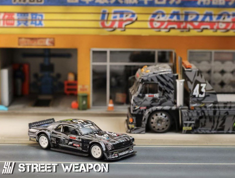 SW 1:64 1965 Mustang Hoonicorn RTR V3 KamaZ Trailer Diecast Model Car Collect