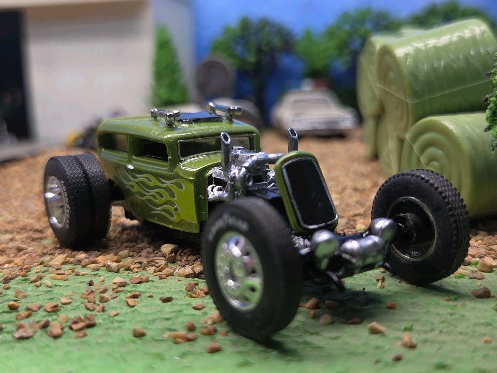 Custom 1:64 street Rat Rod lowered hot FORD chopped panel paddy wagon HotWheels