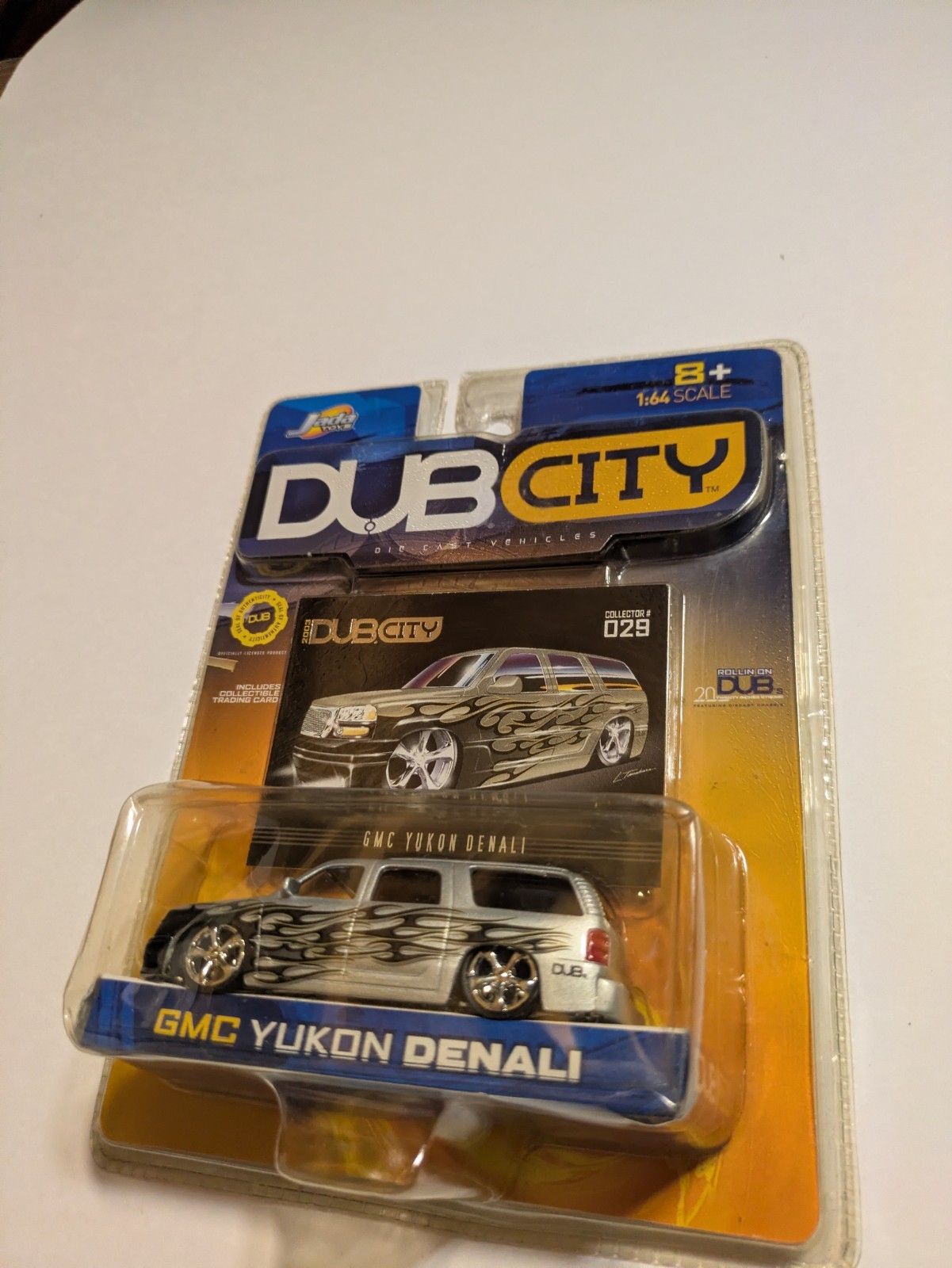 JADA Toys 2003 DUB CITY GMC YUKON DENALI – Silver/Black Flames sealed package#29