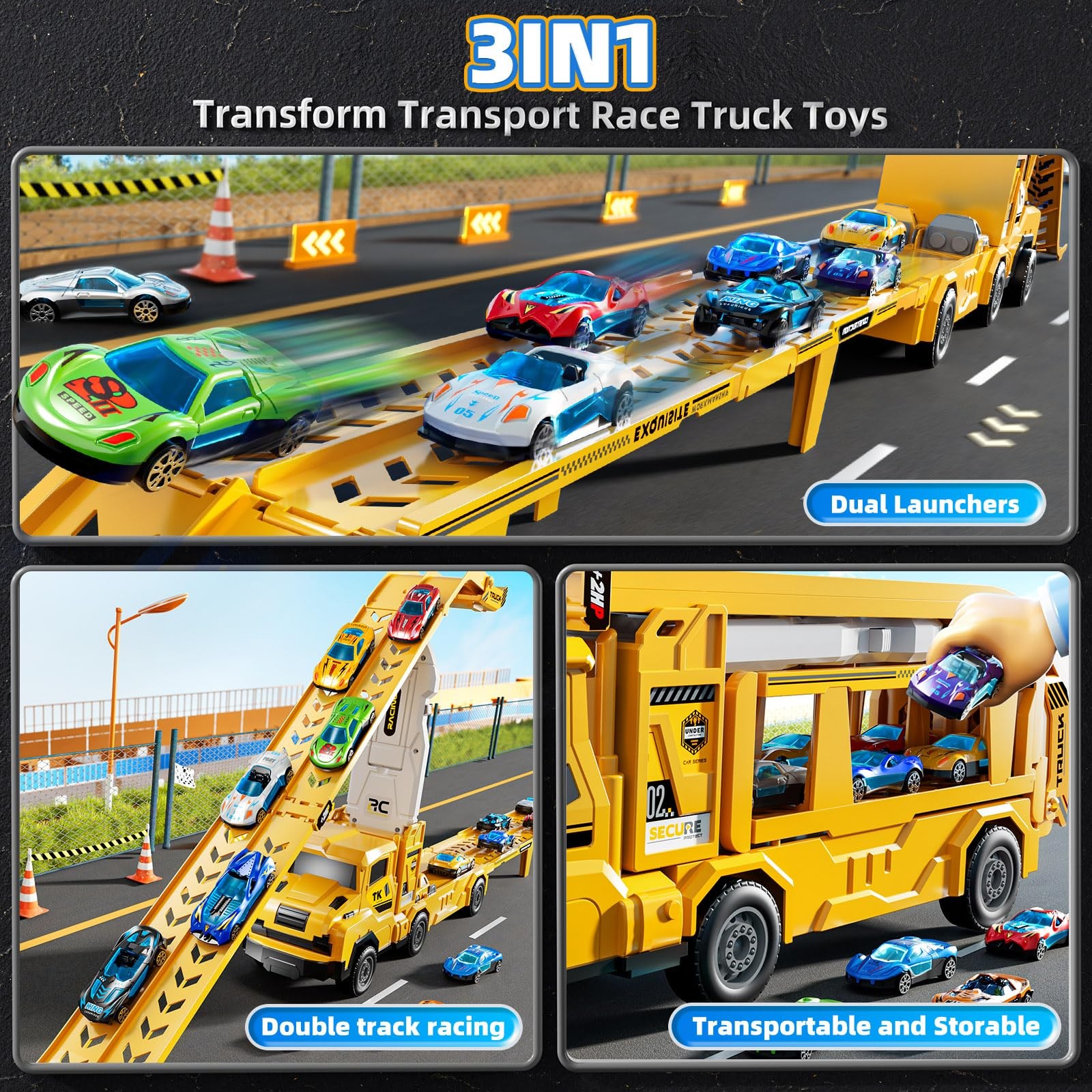 Toddler Car Truck Toys for 3 4 5 6 7 8 Years Old Boys, Transporter Truck Toy …