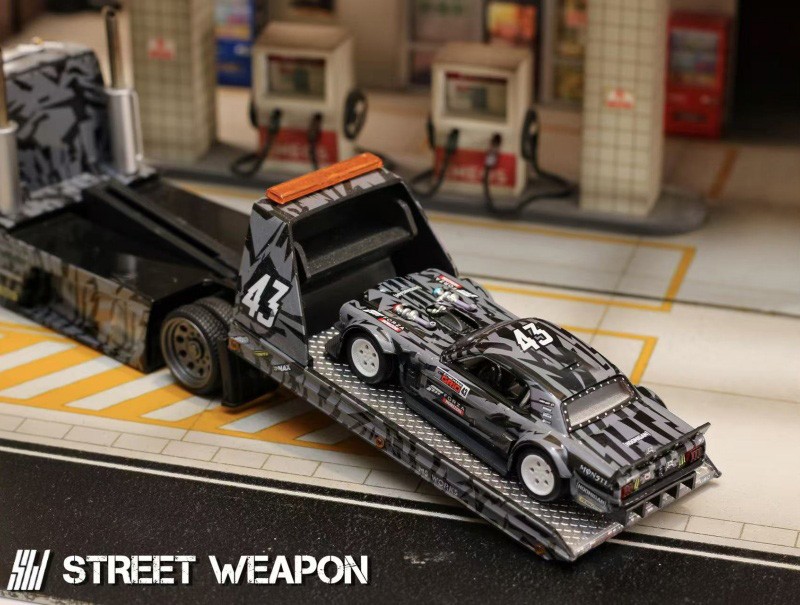 SW 1:64 1965 Mustang Hoonicorn RTR V3 KamaZ Trailer Diecast Model Car Collect