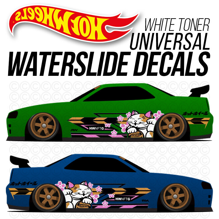 1/64 Scale DATSUN 510 NFTT WaterSlide Decals White Toner Universal 4 Hot Wheels