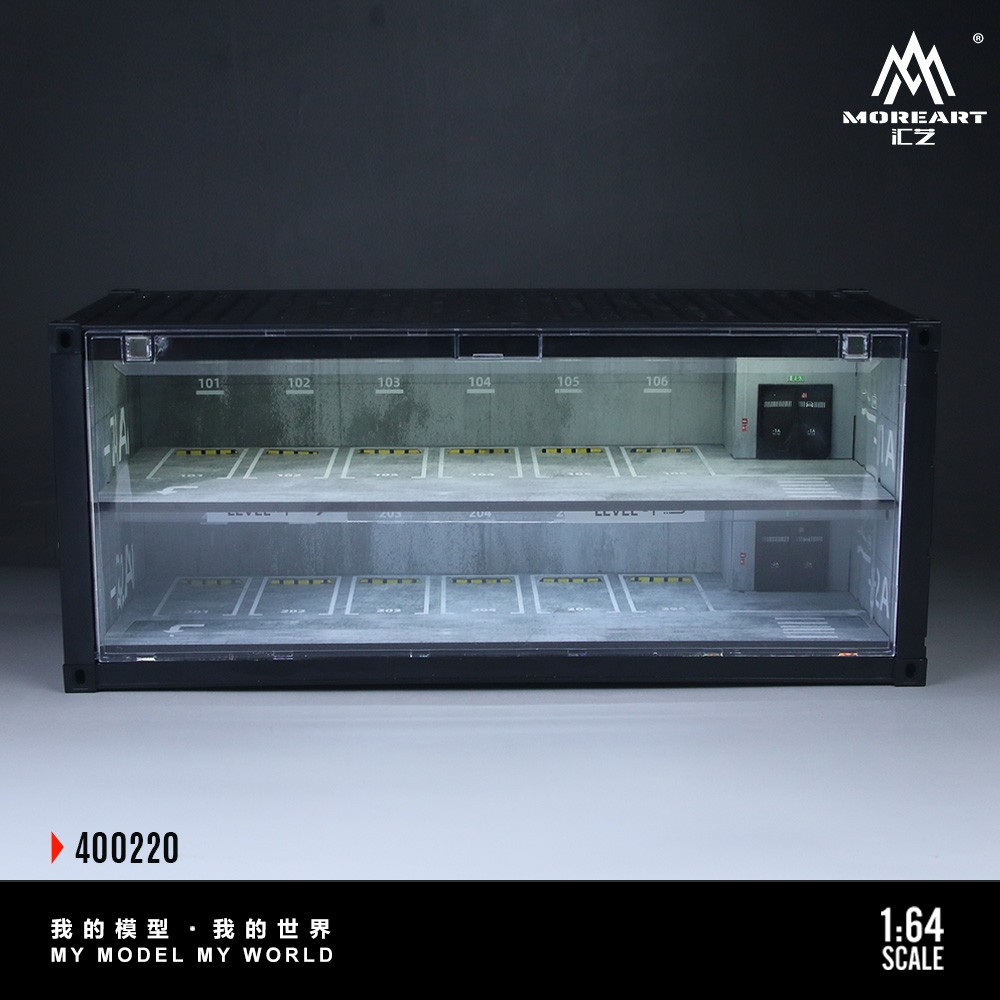 Diorama 1/64 Car Garage Model LED Lights Car Parking Lot Scene Model Display Box