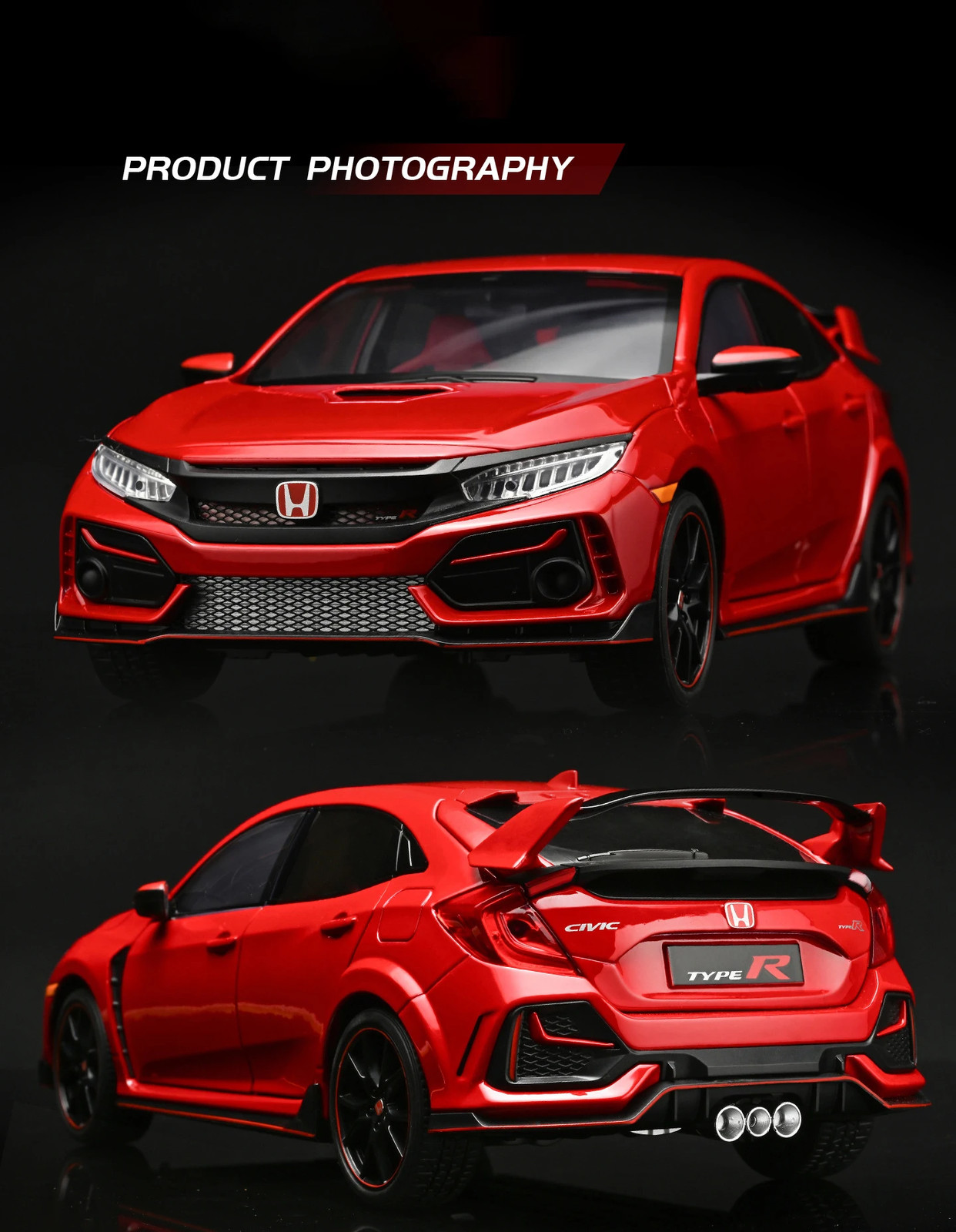 1:18 HONDA CIVIC TYPE-R 2020 Alloy Diecast Car Model Miniature Scale Kid’s Gift