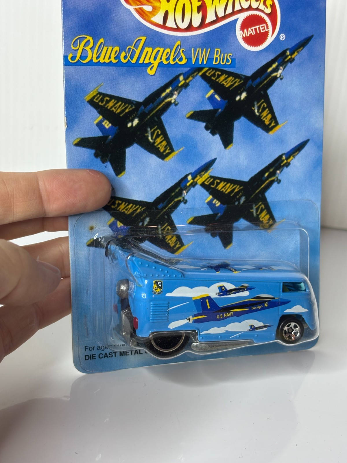 90s Hot Wheels Limited Edition (1997) Blue Angels VW Bus Toy w/ Protector Case