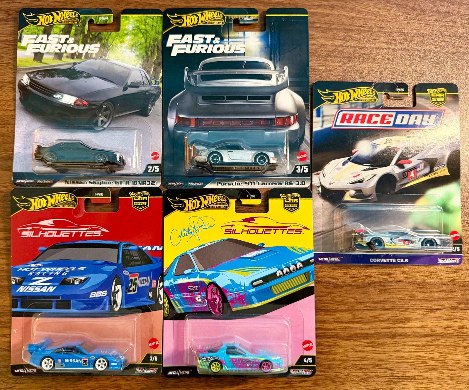 Hot Wheels Premium Lot of 5! Fast & Furious! Nissan, Porsche, Mazda, Corvette!