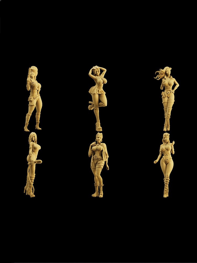1/64 Miniatures Figures Western Steampunk Girls Women Scene Prop Doll For Cars