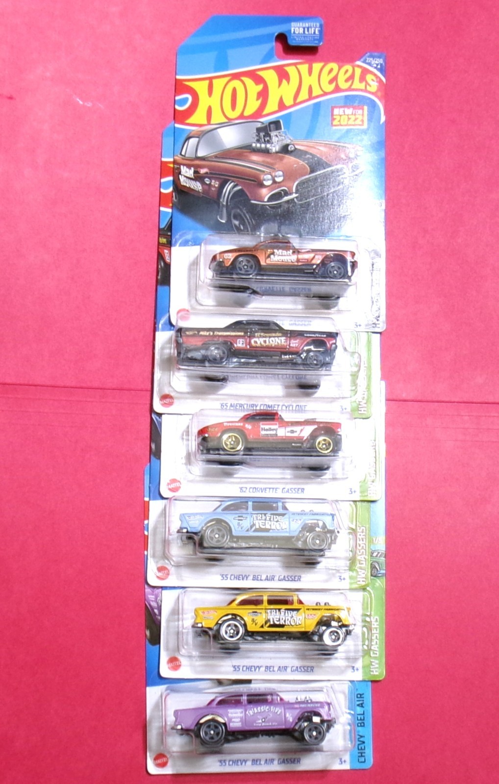 HOT WHEELS LOT OF 6 NHRA DRAG RACING GASSER RACE CARS MINT ON CARDS