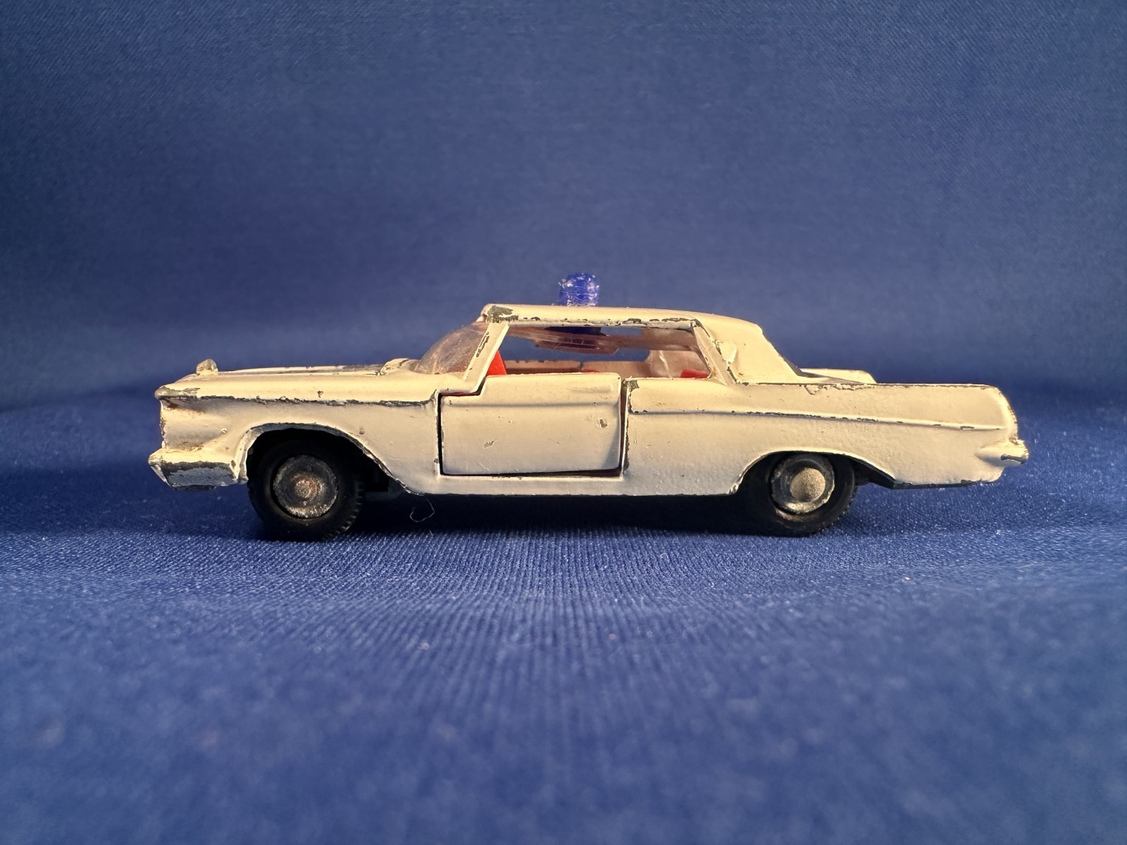 Vintage 1963 Impy Imperial (Chrysler) 2-Door Police Car White w/ Blue Dome Light