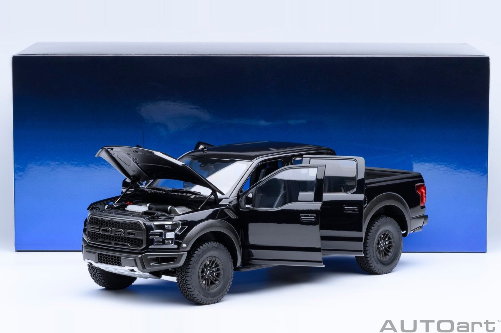 2019 Ford F-150 Raptor Supercrew Agate Black in 1:18 scale by AUTOart