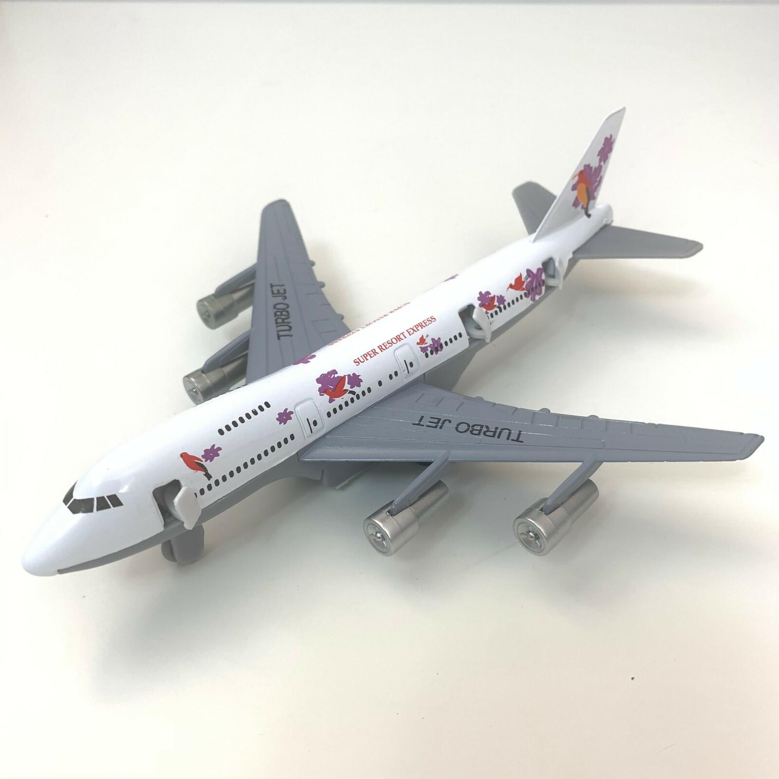 Turbo Jet 747 Airplane, Happy Holiday, USA, Super Resort, Diecast Metal, 7.25”