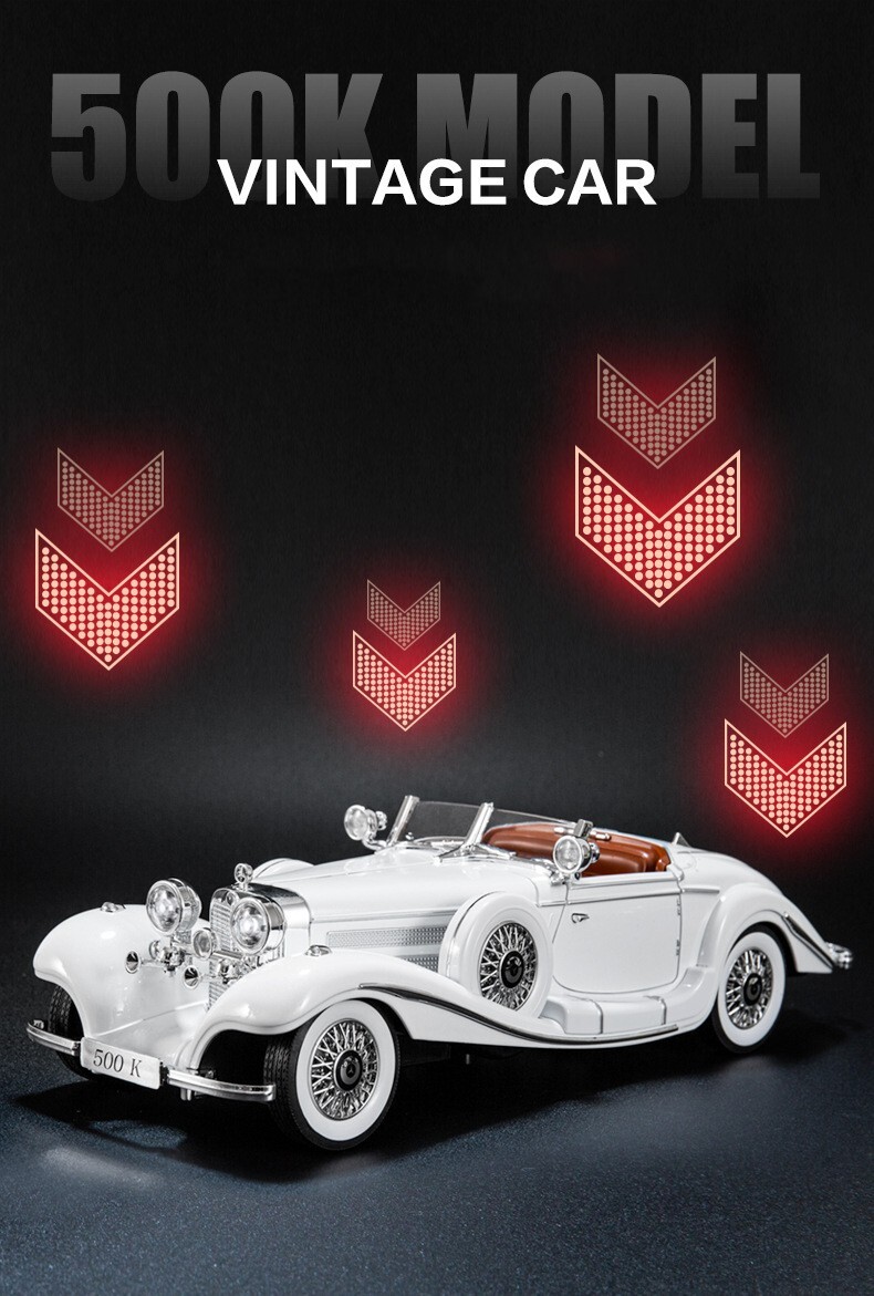 1:24 1936 Mercedes-Benz 500K Special Roadster Diecast Model Car Vintage Toy Gift