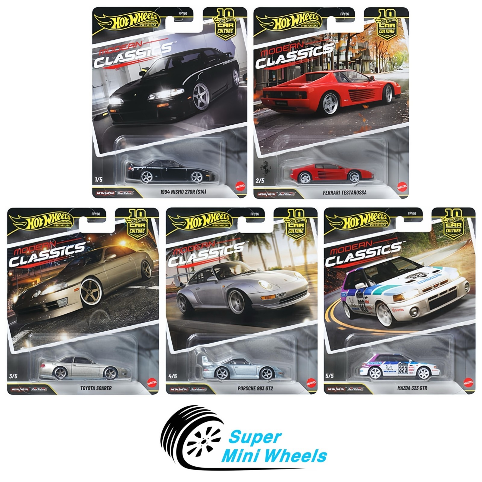 Hot Wheels 1:64 Car Culture 2026 S Case – Modern Classics – 5 Cars Set