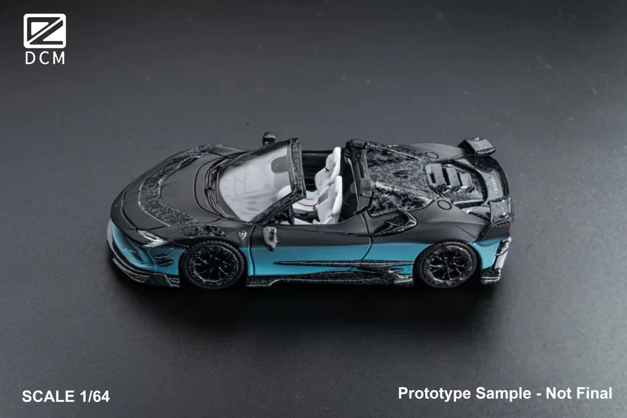 FERRARI MANSORY SF90 F9XX ROADSTER BLACK BLUE GRADIENT 1/64 DIECAST CAR BY DCM