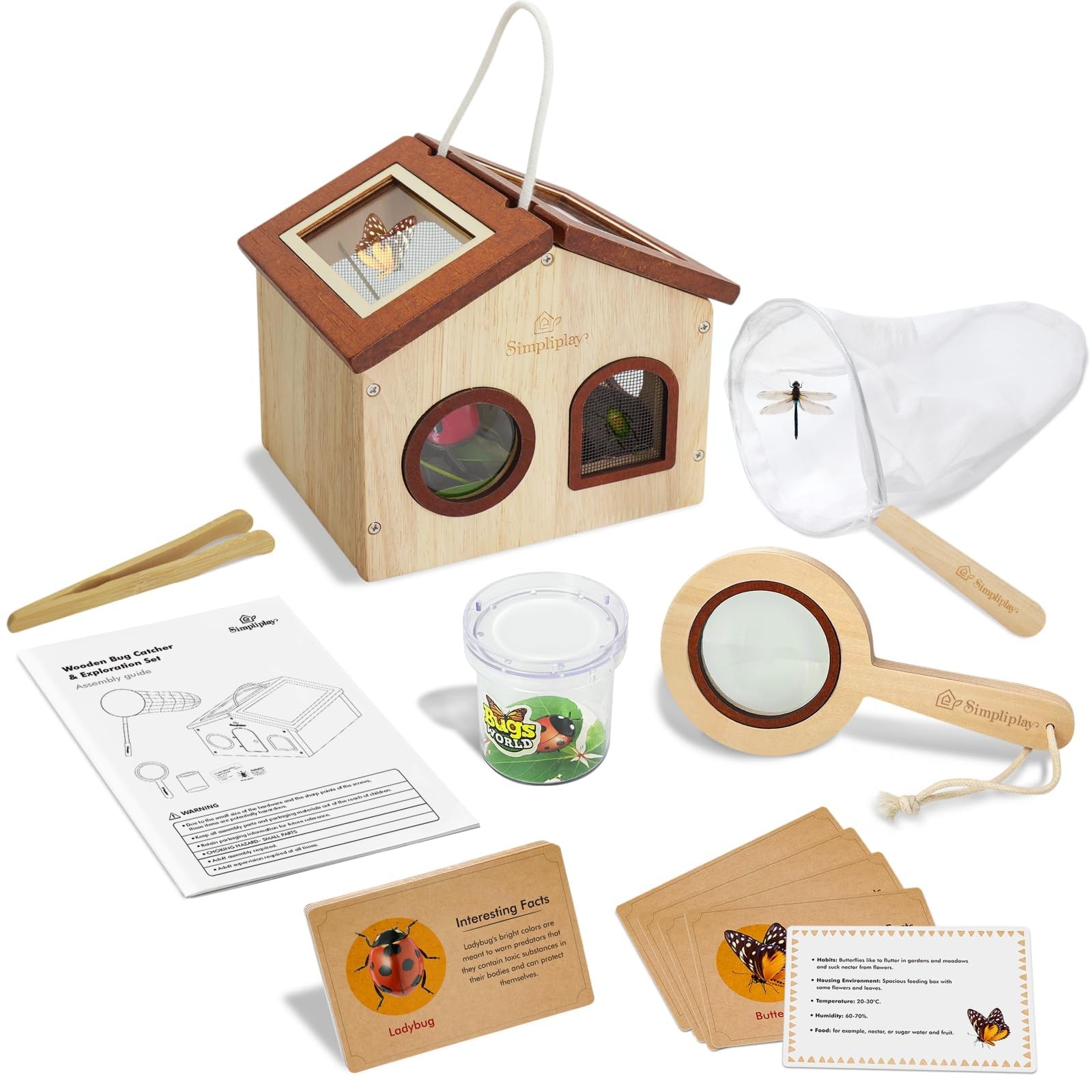 Kids Bug Catching Kit, 6-in-1 Nature Discovery Kit with Breathable Wooden Cri…