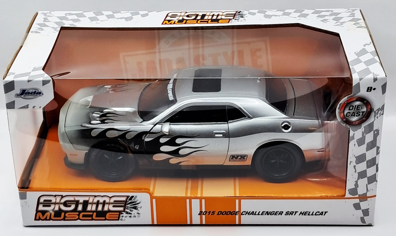 Jada 2015 Dodge Challenger SRT Hellcat NX Bigtime Muscle Silver Black 1/24 New