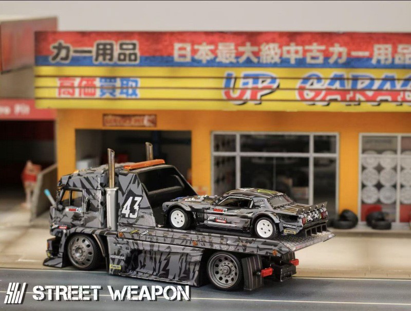 SW 1:64 1965 Mustang Hoonicorn RTR V3 KamaZ Trailer Diecast Model Car Collect