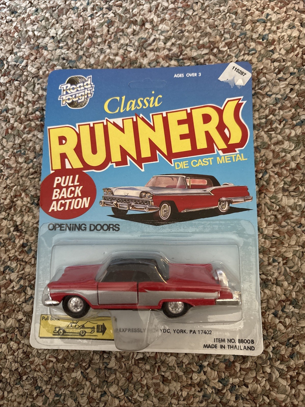 Set of 3 Road Tough Classic Runners Die-Cast Cars ~pull Back Action Opening Door
