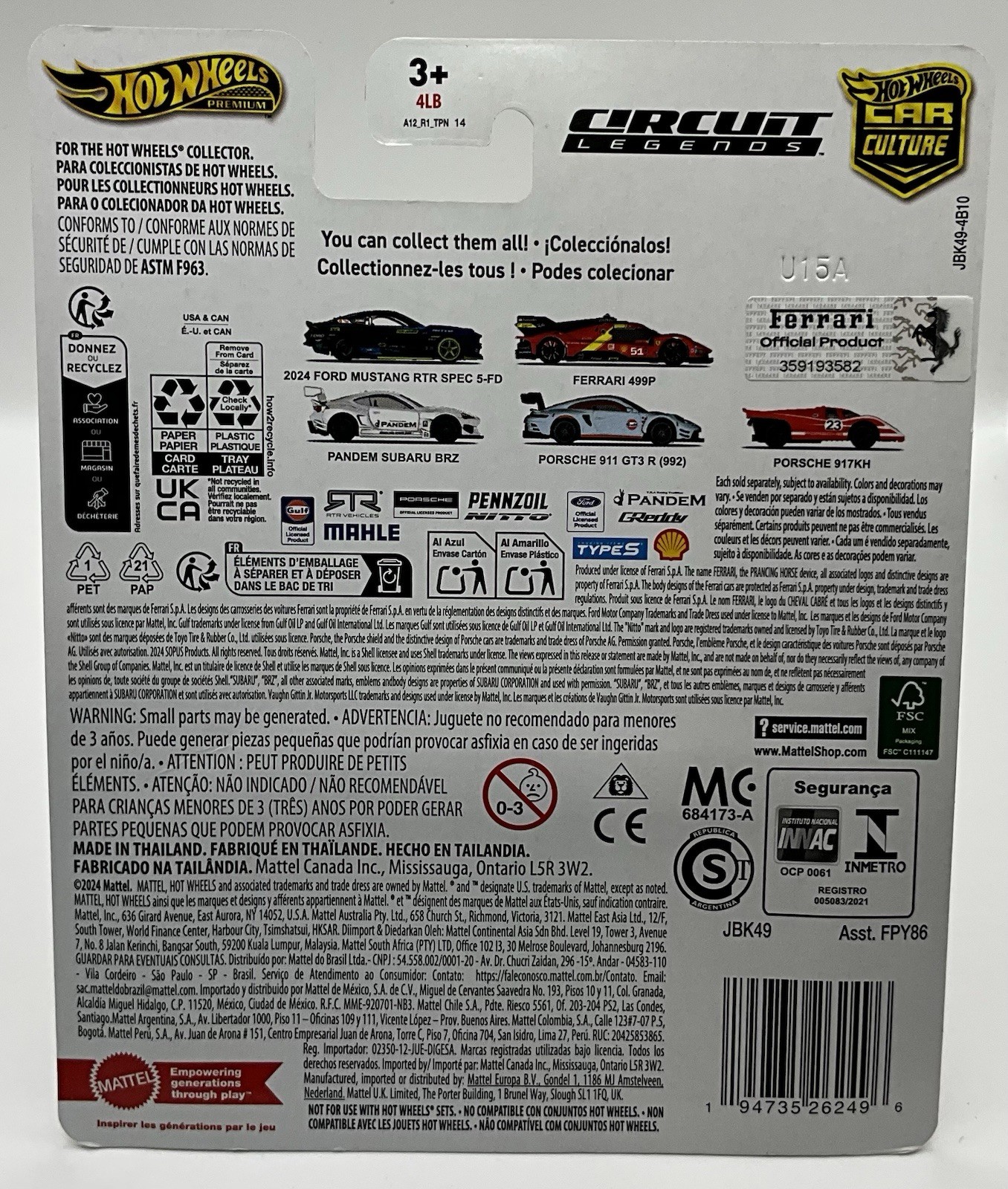 2025 Hot Wheels Premium Car Culture Circuit Legends Ferrari 499P #2