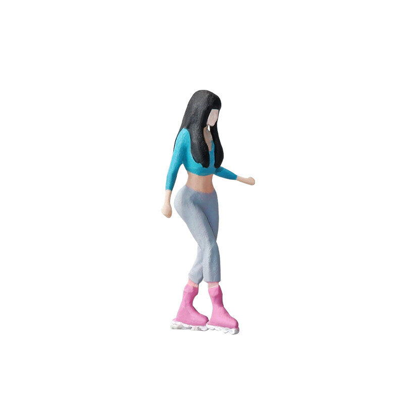 1/64 Skating Girl Finished Miniature Resin Figure Model For Cars Vehicles Toys