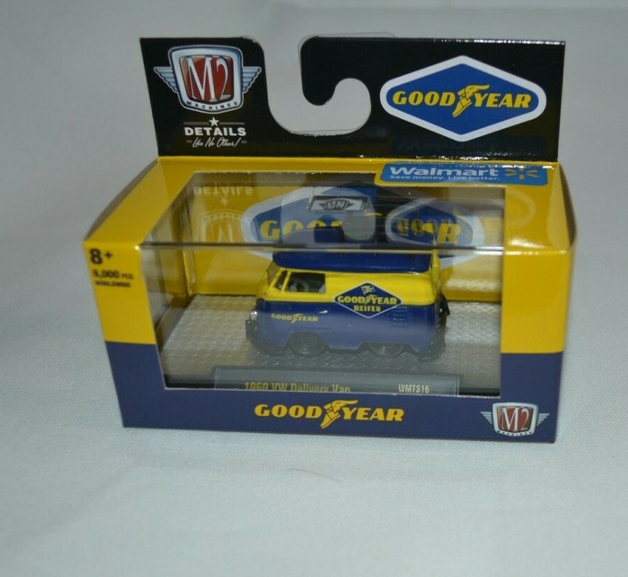 M2 MACHINES 2021 GOODYEAR – 1960 VW DELIVERY VAN BLUE AND YELLOW WMTS16