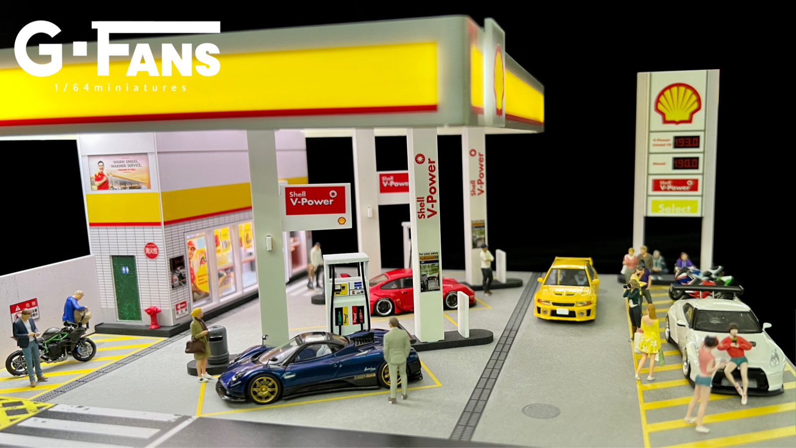 1/64 Diecast Car Garage Model LED City Street Parking Lot Scene Gifts US Diorama