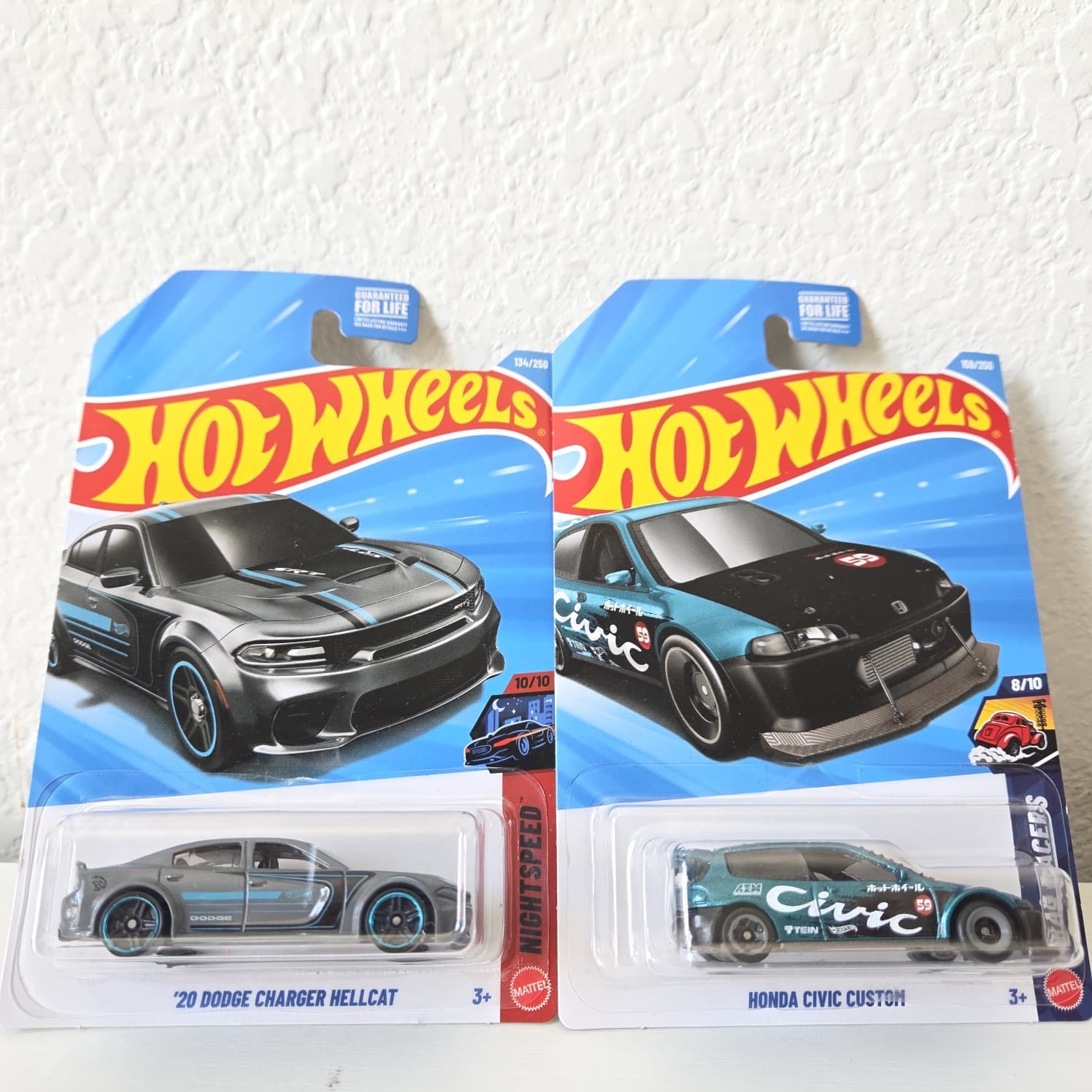 2026 Hot Wheels Mainline Honda Civic Custom & ’20 Dodge Charger Hellcat Case G
