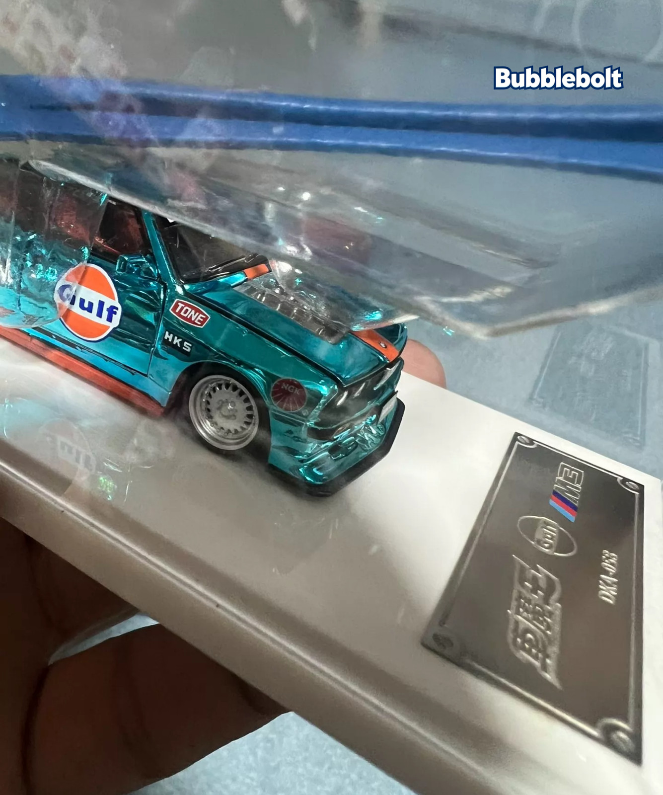 Chase! DK 1:64 Plating Blue Gulf M3 E30 Coupe Open Sports Diecast Model Car