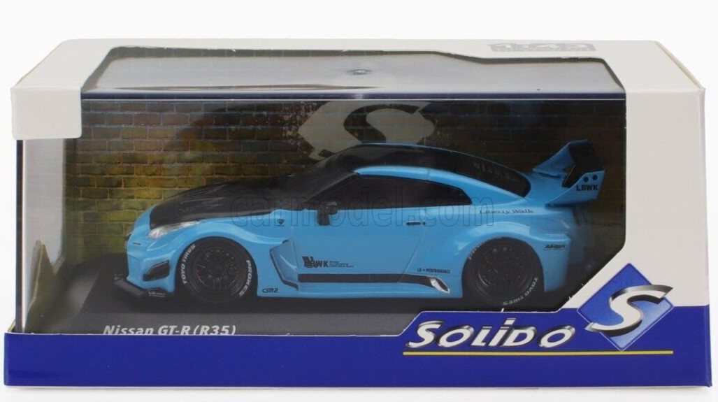 Solido 1/43 Nissan GT-R R35 LBWK Liberty Walk LB Works Body Kit Blue Drift Tuner
