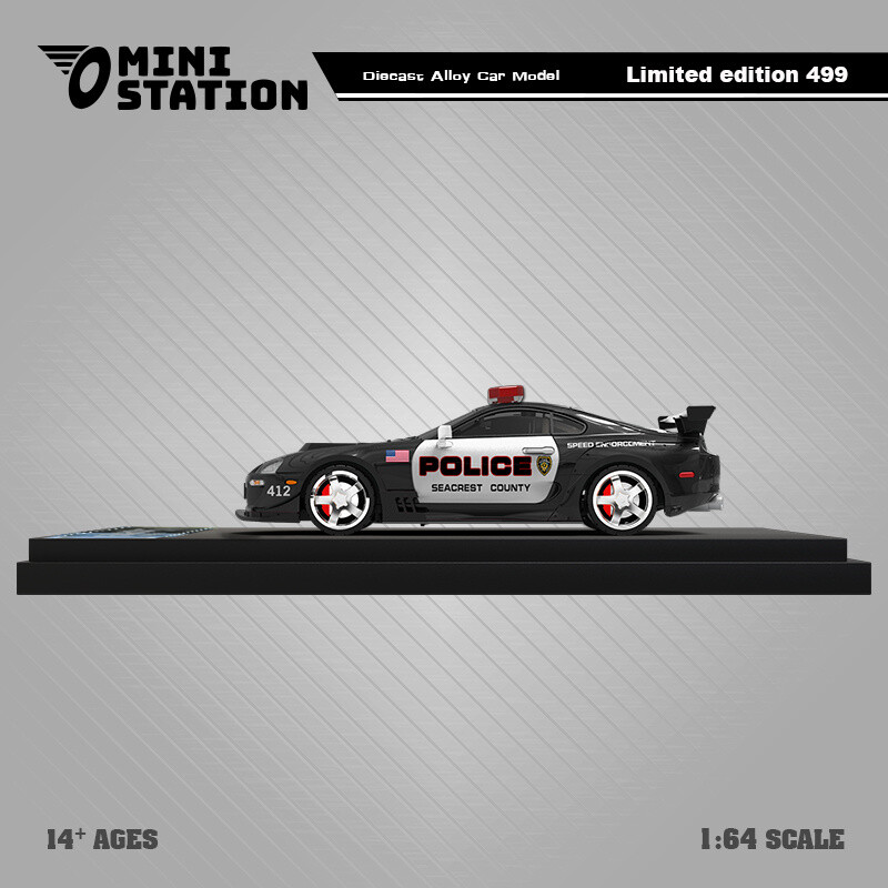 Mini Station 1:64 Supra A80Z GTA Police Car Diecast Model Car