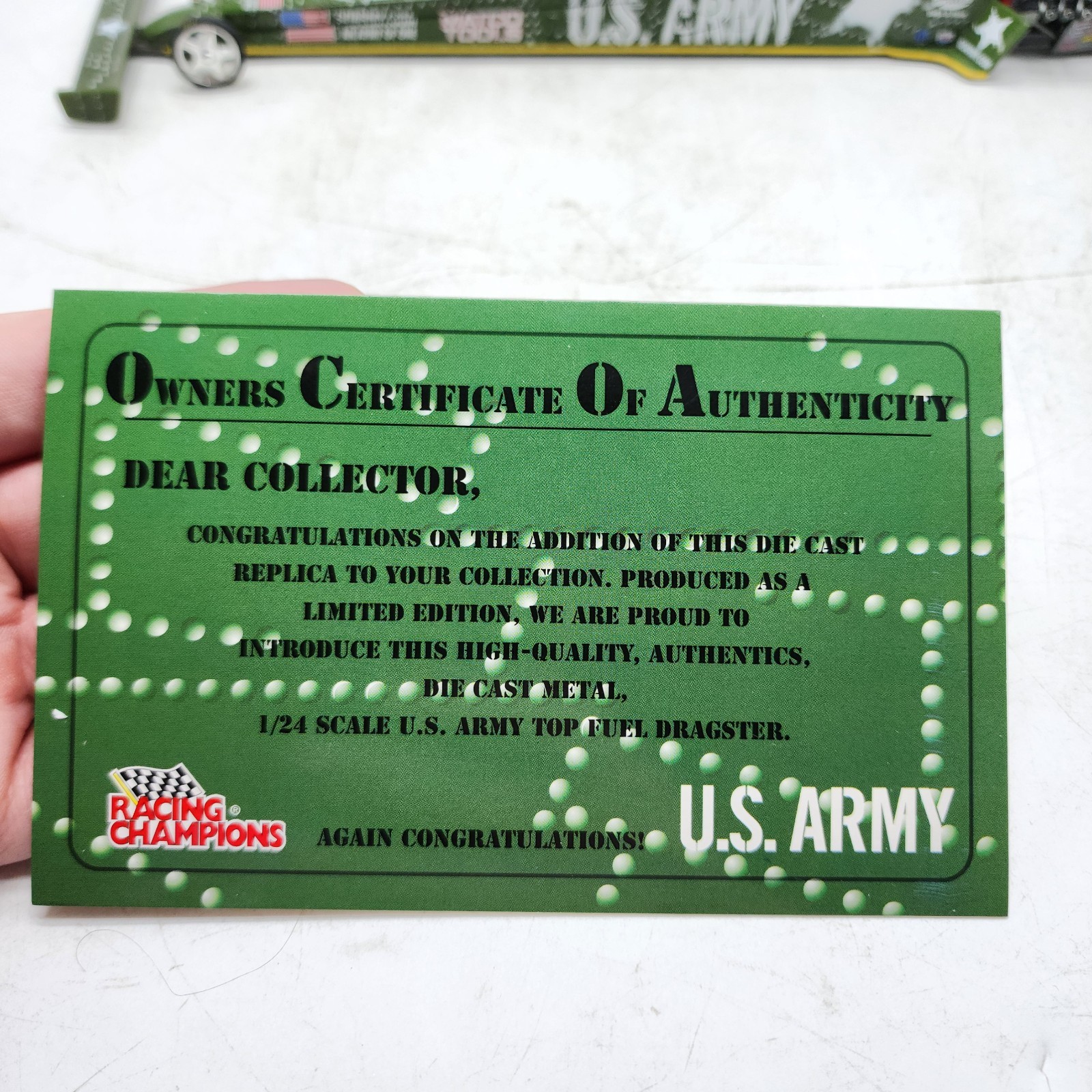 44D Racing Champions 1:24 Tony Schumacher U.S. Army Matco 2004 NHRA Dragster