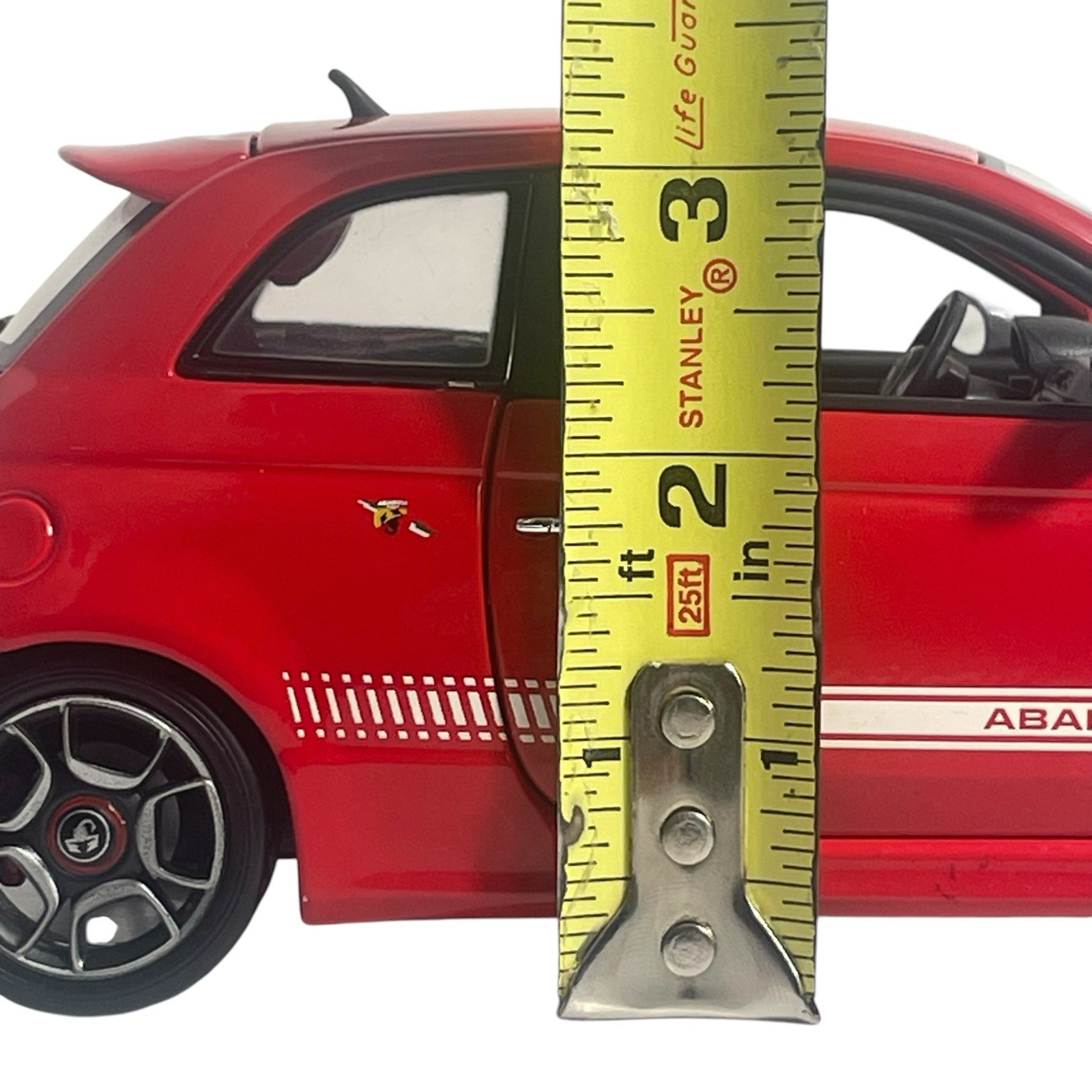 Burago Red 1/18 Abarth 500 Metal Die-Cast Detailed Model Car 7.5”L x 3.5”w x 3”h