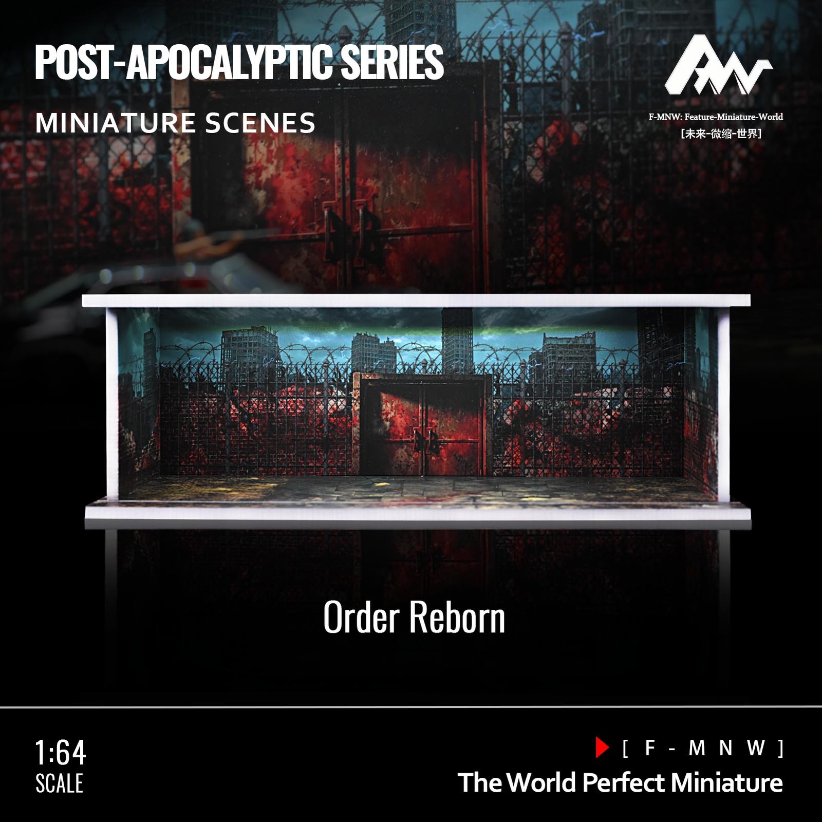 Diorama 1/64 Post-Apocalyptic Garage Model LED Parking Lot Display Case Building