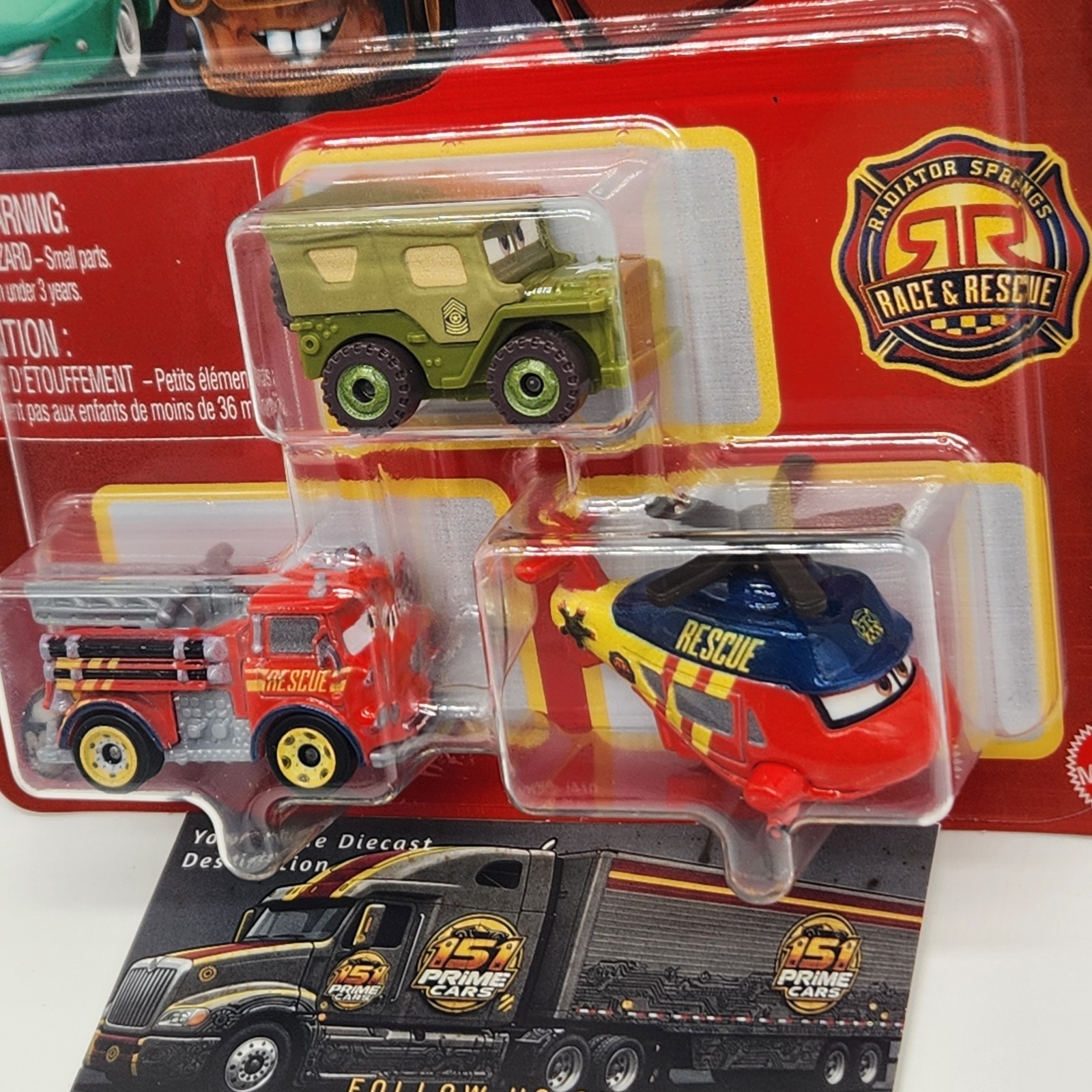 DISNEY PIXAR CARS MINI RACERS 3 PACK RACE RESCUE RED ROTOR TURBOSKY SARGE 2026