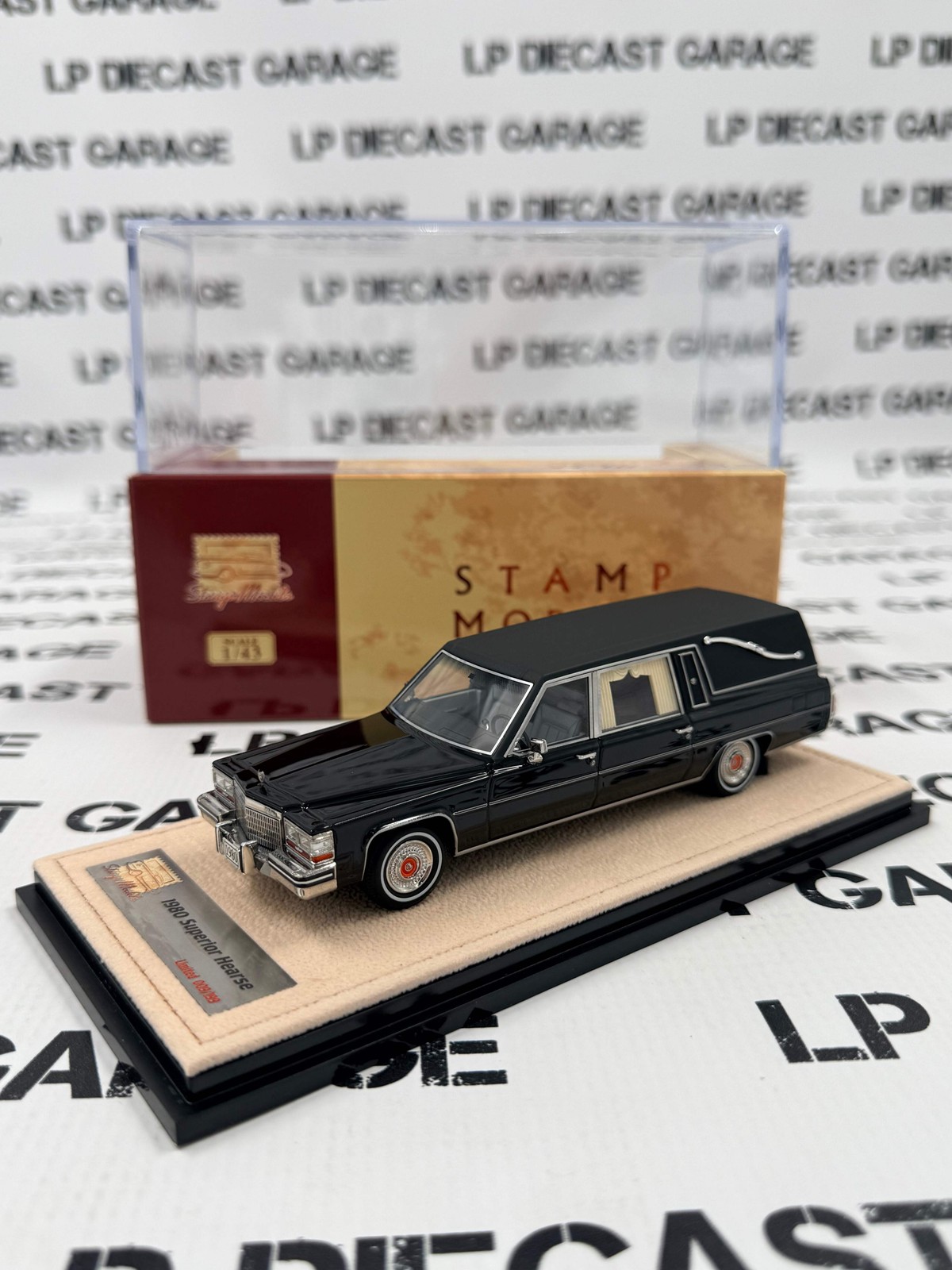 STAMP MODELS 1980 Cadillac Superior Hearse Black 1:43 Scale Resin Model