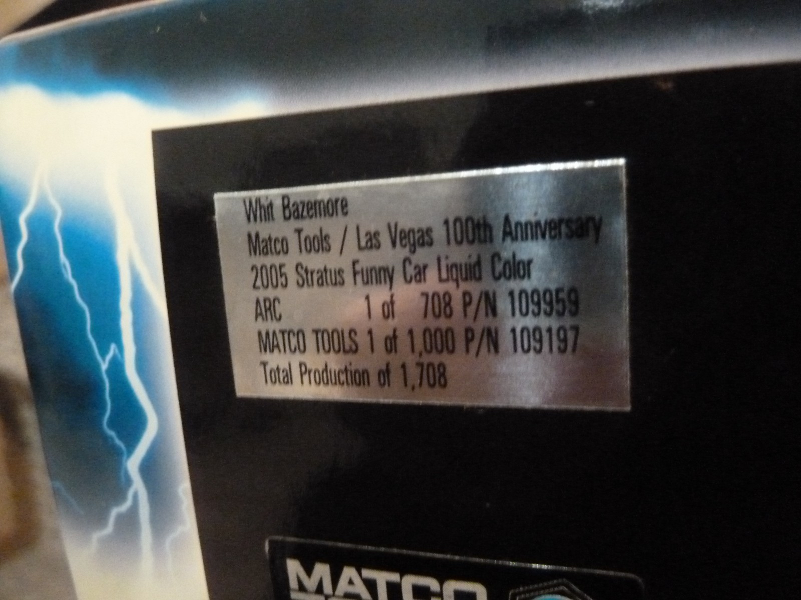 WHIT BAZEMORE 1/24 MATCO TOOLS LAS VEGAS DODGE CHARGER FUNNY CAR 2005 ACTION